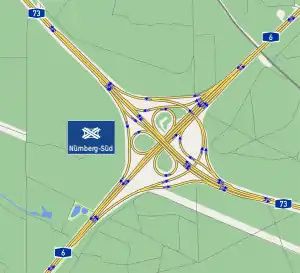 Übersichtskarte Autobahnkreuz Nürnberg-Süd
