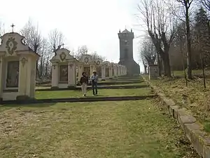 Freisichtiges Landschaftsmonument auf Berggipfel(Kreuzberg bei Jiřetín pod Jedlovou)