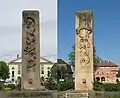 Ost- und Westseitedes Kriegerdenkmals, Frankenthal, Jahnplatz