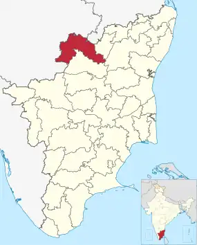 Positionskarte des Distrikts Krishnagiri