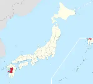 Lage der Präfektur Kumamoto in Japan