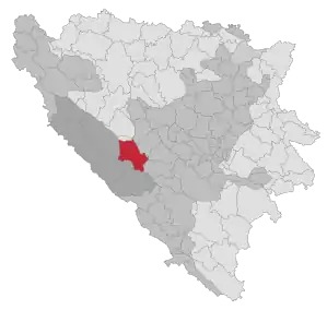 Lage der Gemeinde Kupres in Bosnien und Herzegowina (anklickbare Karte)