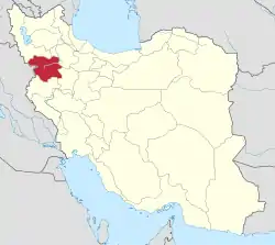 Lage der Provinz Kurdistan im Iran