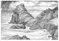 Motiv aus Cornwall, Format des Originals A4