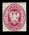 Lübecker Briefmarke der Briefmarkenserie 1863