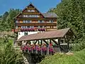 Gedeckte Holzbrücke Lütismühle über den Lütisbach, erstellt 2008