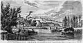 Adolfo d'Hastrel: Illustration der neu erbauten Eisenbahnbrücke von Pontoise, Gravur, 1862