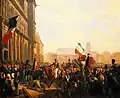 Louis Philippe, zum Generalleutnant des Königreichs gewählt, vor dem Hôtel de Ville in Paris