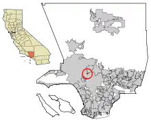 Lage im Los Angeles County und im Bundesstaat
