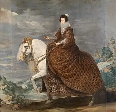 Königin Isabella zu Pferde, Ölgemälde von Diego Velázquez, 1635 (Prado, Madrid)