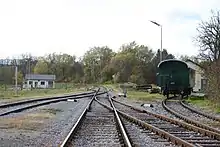 Bahnhof Richtung Oberloisdorf – hier zweigte früher die Anschlussbahn zum Sägewerk Esterházy ab