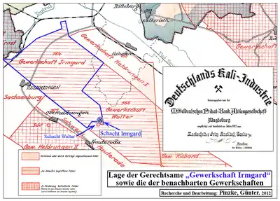 Lage der Bergwerksgerechtsame „Gewerkschaft Irmgard“
