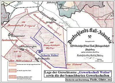 Lage der Bergwerksgerechtsame „Gewerkschaft  Walter“