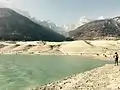 Der zum Teil abgelassene See mit der Brenta im Hintergrund (2017)