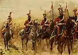 Jan Hoynck van Papendrecht (1933): Rote Lanzenreiter der Imperialen Garde auf dem Vormarsch, Privatbesitz.