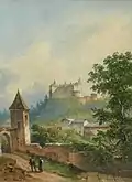 Landschaft mit Burg, Aquarell, 2. Hälfte 19. Jahrhundert.