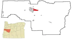 Lage von Springfield im Lane County (rechts) und in Oregon (links)