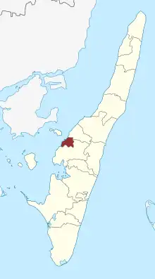 Lage des Rudkøbing Sogn in der Langeland Kommune
