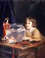 de László, John László mit einem Goldfischglas (1918)