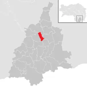 Lage der Gemeinde Lebring-Sankt Margarethen im Bezirk Leibnitz (anklickbare Karte)