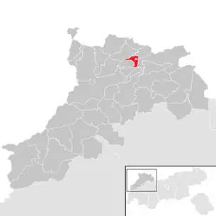 Lage der Gemeinde Lechaschau im Bezirk Reutte (anklickbare Karte)