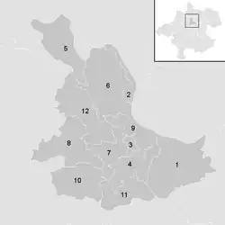 Lage der Gemeinde Bezirk Eferding   im Bezirk Eferding (anklickbare Karte)