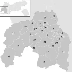 Lage der Gemeinde Bezirk Landeck   im Bezirk Landeck (anklickbare Karte)