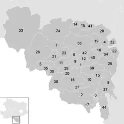 Lage der Gemeinde Bezirk Neunkirchen   im Bezirk Neunkirchen (anklickbare Karte)