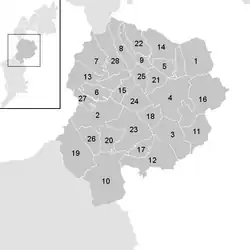 Lage der Gemeinde Bezirk Oberpullendorf   im Bezirk Oberpullendorf (anklickbare Karte)