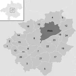 Lage der Gemeinde Bezirk Wels-Land   im Bezirk Wels-Land (anklickbare Karte)