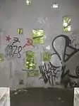 Belvedere innen, 2013.Zustand: Graffiti-Schmierereien.