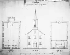 Evangelische Kirche Frontansicht, Entwurf