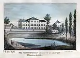 Der Kanonenteich und das alte Taubstummeninstitut von Norden, um 1840