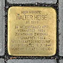 Stolperstein für Walter Heise