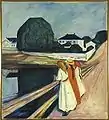 Mädchen auf der Brücke (1927),  Öl auf Leinwand, 100,5 × 90 cm, Munch-Museum Oslo