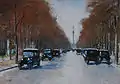Tiergartenallee mit Siegessäule, 1925, Pastell auf Pappe, 33,5 × 49 cm