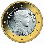 Lettische Kursmünze zu 1 Euro (seit 2014)