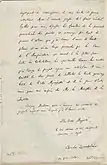 Brief Baudelaires an Kaiserin Eugénie mit der Bitte um Ermäßigung der Strafgebühr für die Herausgabe der Fleurs du Mal
