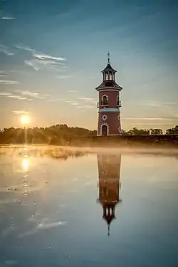 Leuchtturm Moritzburg bei Sonnenaufgang