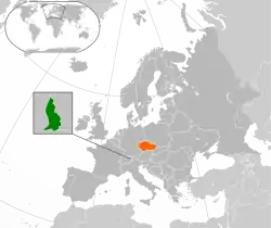 Lage von Liechtenstein und Tschechien