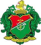 Merkurstab als Zeichen des Handels; das Zahnrad symbolisiert den Maschinenbau (Limbach-Oberfrohna)