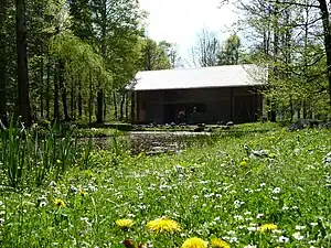 Hundinghütte mit Teich