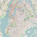 Darstellung des Wegs der Linie R in Queens, Manhattan und Brooklyn