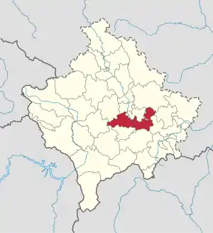 Lage der Gemeinde Lipjan im Kosovo (anklickbare Karte)