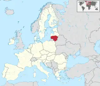 Litauen (rot) in der Europäischen Union (weiß)