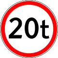Zeichen 314:Verbot für Fahrzeuge über angegebenes tatsächliches Gewicht