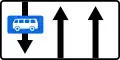 Zeichen 524:Fahrstreifentafel, Darstellung mit Gegenverkehr und Busspur entgegen der Fahrtrichtung