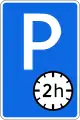Zeichen 529:Parkplatz (2 Stunden)