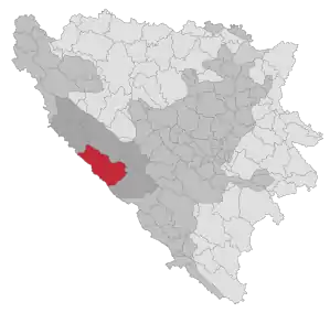 Lage der Gemeinde Livno in Bosnien und Herzegowina (anklickbare Karte)