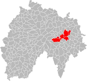 Lage der Communauté de communes de la Planèze im Département Cantal